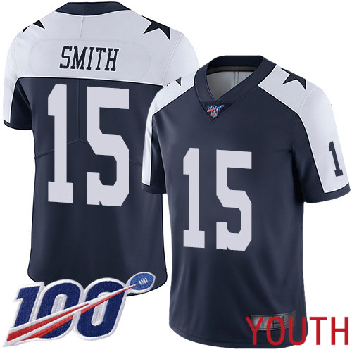 Youth Dallas Cowboys Limited Navy Blue Devin Smith Alternate #15 100th Season Vapor Untouchable Throwback NFL Jersey